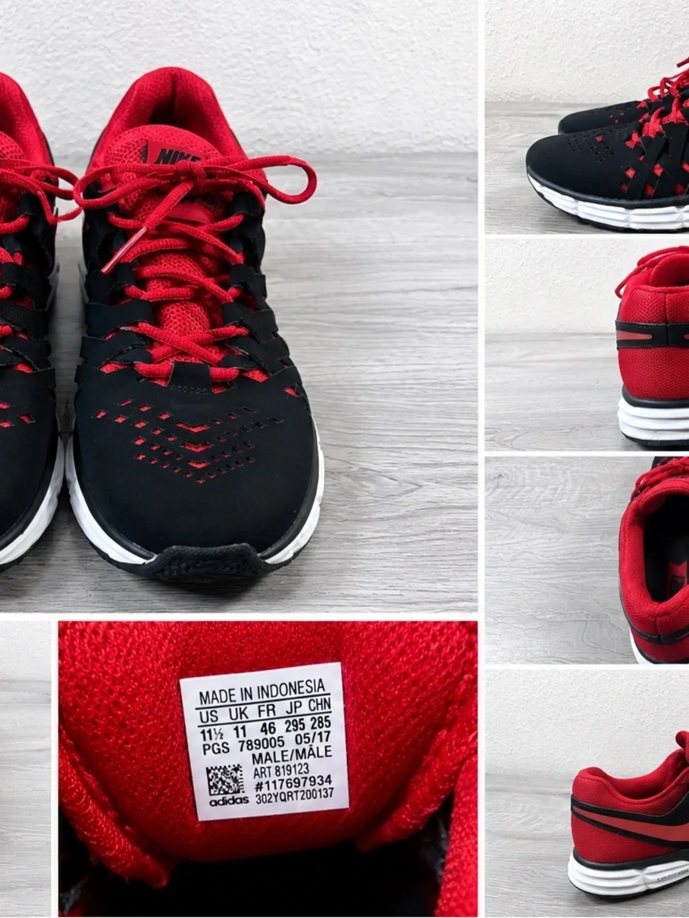 Nike Lunarlon Black Red Running Shoes Men’s Size 7.5 Athletic Sneakers